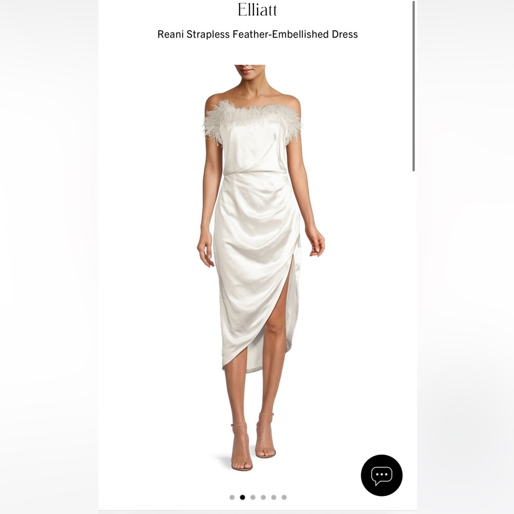Reani Strapless Feather-Embellished Dress by Elliatt Revolve XS